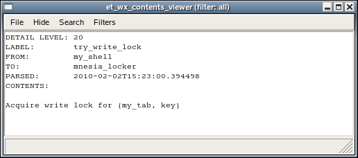 Details of a write lock message